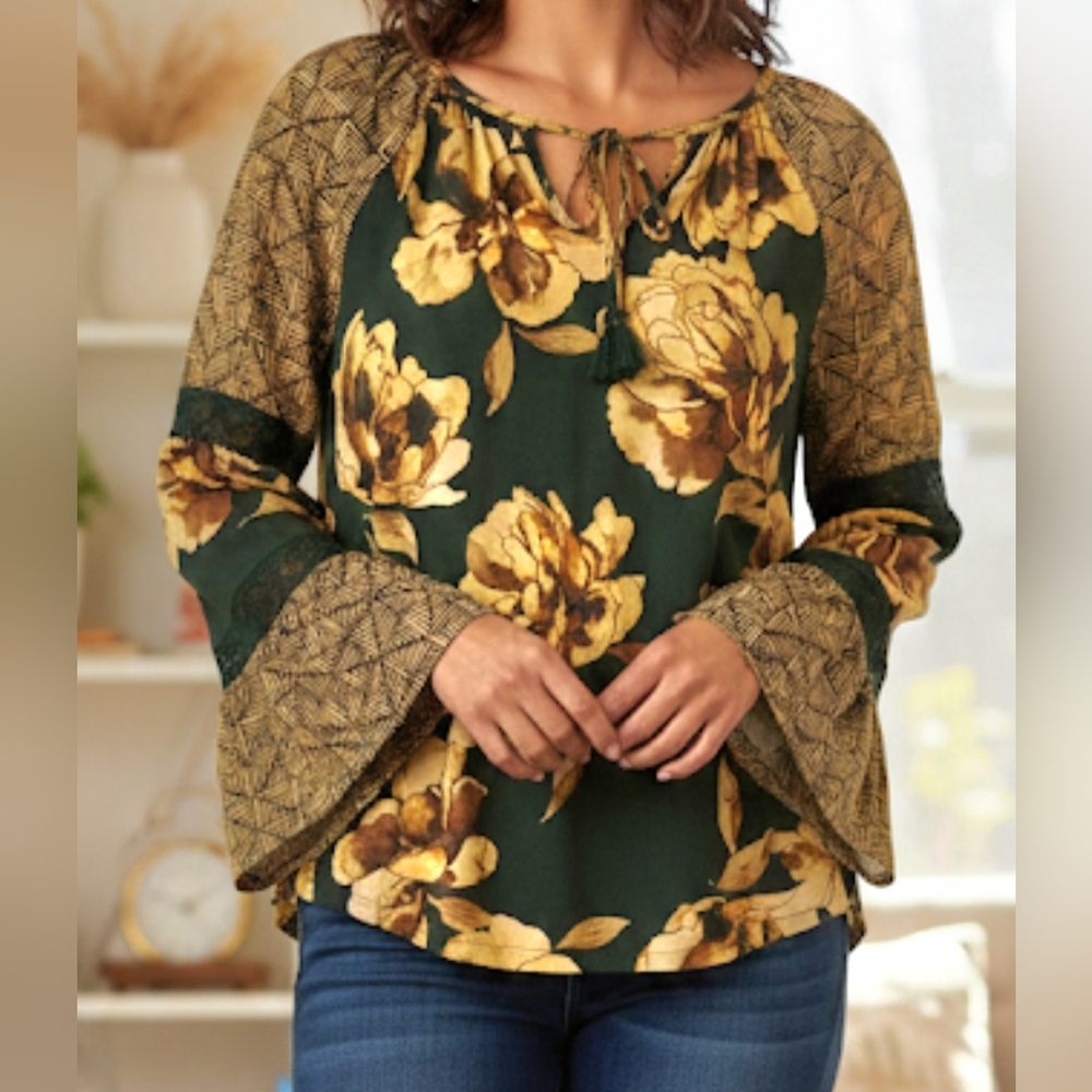cupio women's top style # CUTP08315M Size L (2) XL(1) and M(1) Black And Yellow